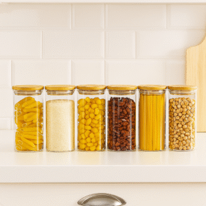 Berry Vakumlu Ahşap kapaklı 6 parça kavanoz seti 1400m