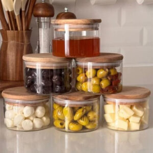 BERRY'S Borosilikat Ahşap Kapaklı Cam Kase 6Adet