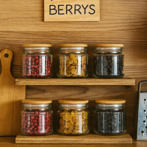 BERRYs Ahşap Kapaklı Cam Kavanoz 300cc (6 adet)