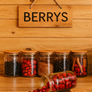 BERRYs Ahşap Kapaklı Cam Kavanoz 660cc (6 adet)